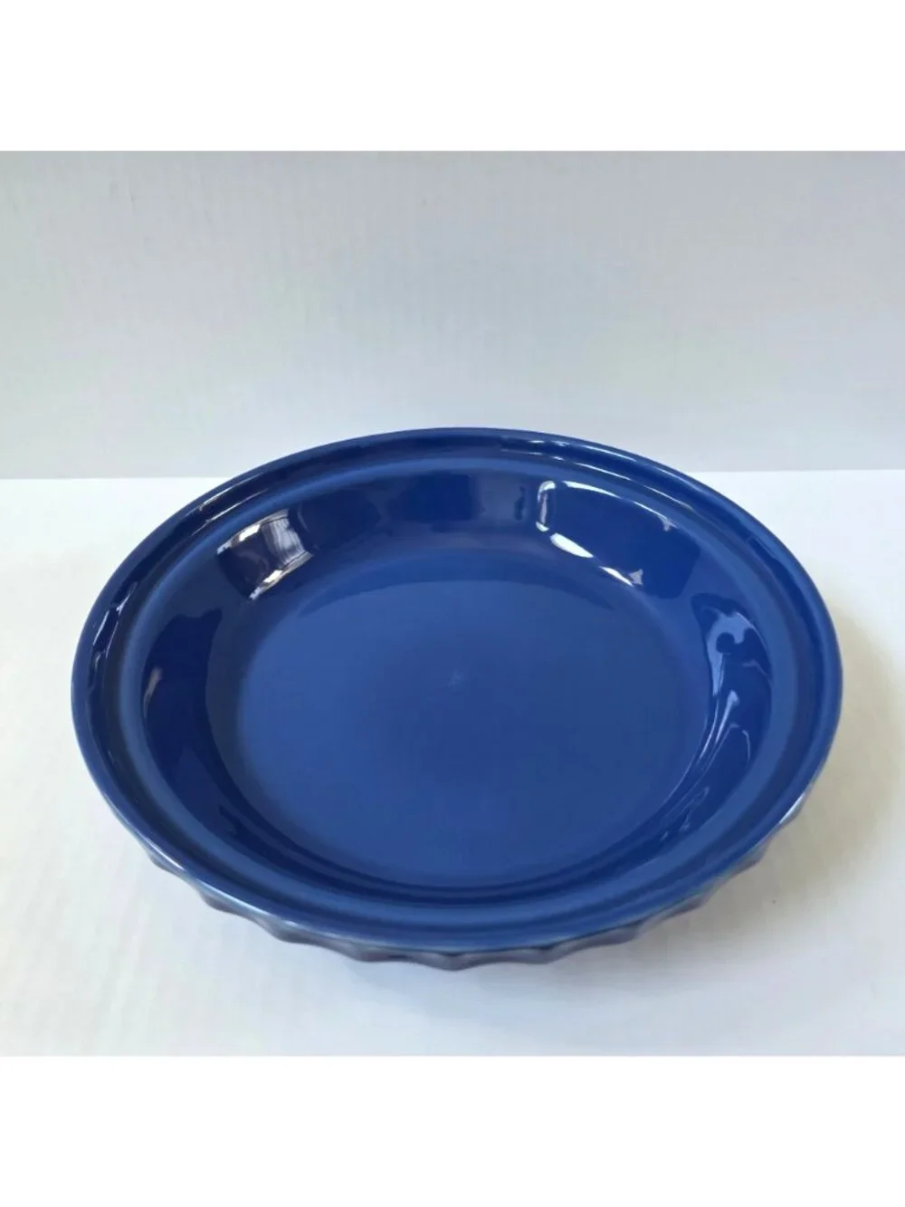 Longaberger Woven Traditions Cornflower Blue Pottery Pie Plate Dish USA Made